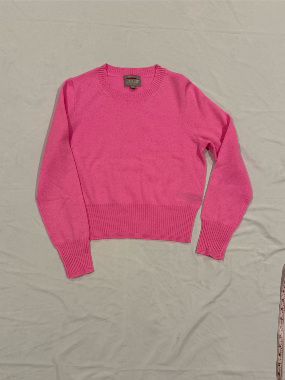 J. Crew Bright Pink Crewneck Sweater - Ribbed Hem